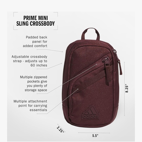 Adidas Aurora Red Prime Mini Sling Crossbody - Picture 2 of 8